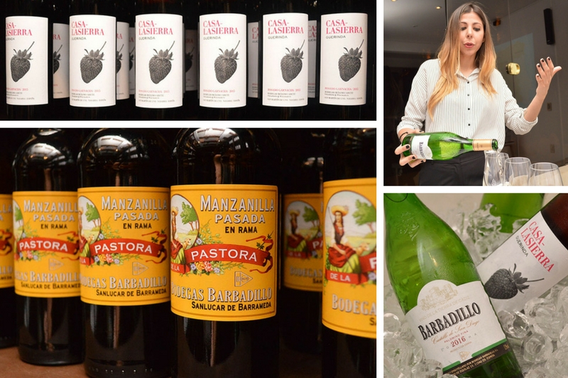 Algunas de las etiquetas novedosas que venden en La Sacristia. Y Mauri dando las explicaciones de las notas de cata de los vinos que vende.