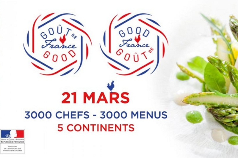 Afiche oficial alusivo al día en que en todo el mundo se rendirá homenaje a la cocina de Francia. Aquí se extenderá toda la semana.