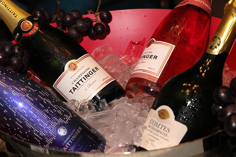 Las cuatro etiquetas de Taittinger, el gran champagne francés de Reims, que fueron degustadas en el restaurante Josephine.